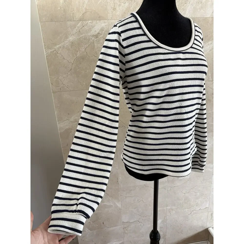 SEAS Seventy Eight & Sunny Long Sleeve Tee - S Navy Stripe Coastal Preppy USA